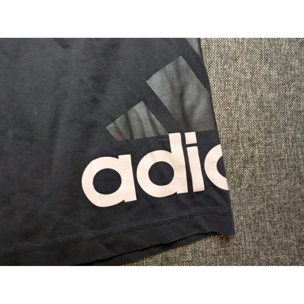Adidas‎ Men's Black Athletic Shorts Medium White Logo Elastic Waist With Pockets